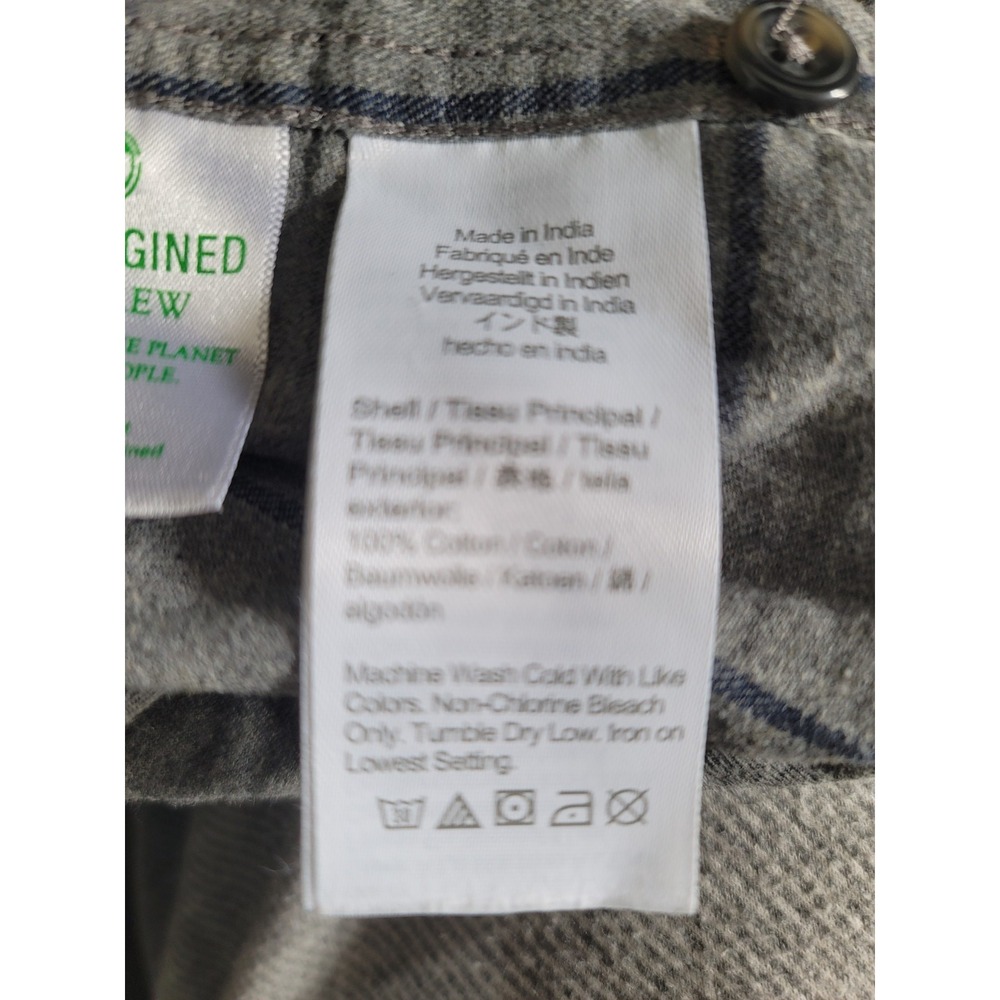 J. Crew Men's Grey Blue Check Brushed Twill Button Up Shirt Size Large - Picture 4 of 4